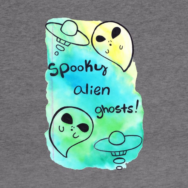 Spooky Alien Ghosts Watercolor by saradaboru